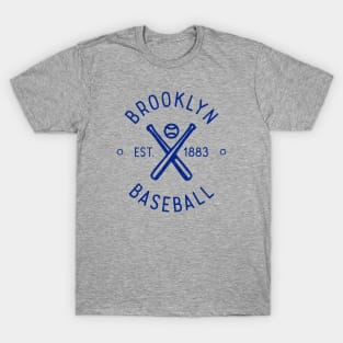 Retro Brooklyn Baseball Stamp Logo (Blue) T-Shirt